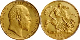 GREAT BRITAIN. 1/2 Sovereign, 1902. London Mint PCGS PROOF-62 Gold Shield.
Fr-401a, KM-804. Matte Proof striking with a mintage of 15000 pieces. Pict...
