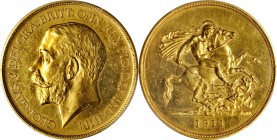 GREAT BRITAIN. 5 Pounds, 1911. London Mint. PCGS PROOF-61 Gold Shield.
S-3994; Fr-402; KM-822; W&R-414. A well struck and bright proof with scuffs an...