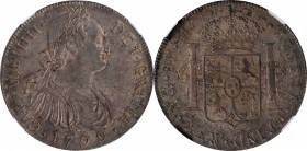 GUATEMALA. 8 Reales, 1799-NG M. Nueva Guatemala Mint. Charles IV. NGC AU-58.
KM-53. An outstanding colonial 8 Reales of Guatemala. Just missing a min...