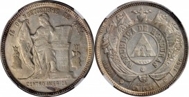 HONDURAS. Peso, 1890. NGC MS-61.
KM-52. Honduras Pesos from this period are quite elusive in Mint State. This light silvery toned example has strong ...