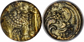 INDIA. Gangas of Talakad. Pagoda, ND (ca. 1100-1327). ANACS AU-50.
Fr-288; Mitch-702. A charming animal type, this piece some mottled toning but an o...