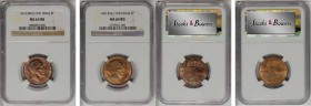 IRAQ. Duo of 2 Fils (2 Pieces), 1931 & 1933. Both NGC Certified.
KM-96. 1) AH 1349 (1931). NGC MS-63 Red Brown. 2) AH 1352 (1933). NGC MS-65 Red. 
E...