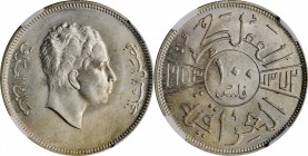 IRAQ. 100 Fils, AH1372//1953. NGC MS-65.
KM-115. A difficult coin to attain in any grade, this MS 65 example is valued at over $1000. Faisal II ruled...