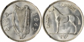 IRELAND. 1/2 Crown, 1942. NGC MS-65.
KM-16. A boldly struck and untoned Gem quality coin, dripping with luster.
Estimate: $60.00 - $90.00