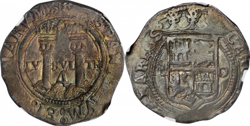 MEXICO. Cob 4 Reales, ND (1542-55)-Mo O. Mexico City Mint. Charles and Johanna. ...