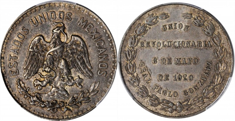 MEXICO. General Pablo Gonzalez/Union Revolutionary Silver Medal, 1920. PCGS AU-5...