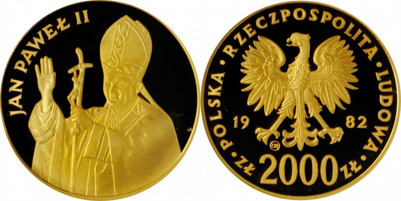 POLAND. 2000 Zlotych, 1982-CHI. Valcambi Mint. PCGS PROOF-68 Deep Cameo.
Fr-129...