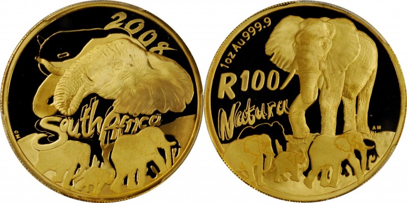 SOUTH AFRICA. 100 Rand, 2008. PCGS PROOF-69 Deep Cameo.
Fr-B10; KM-450. Natura ...