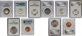 MIXED LOTS. Quintet of Certified 20th Century Denominations (5 Pieces).
Austria 25 Schilling 1965, KM-2886, PR 65 PCGS. Brazil 2000 Reis 1935, KM-535...