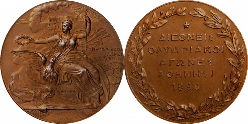 OLYMPIC MEDALS. GREECE. Athens Olympics Participant's Bronze Medal, 1896. CHOICE...