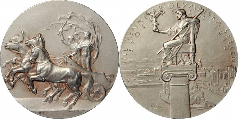 OLYMPIC MEDALS. SWEDEN. Stockholm Olympic Participants White-Metal Medal, 1912. ...