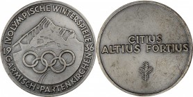 OLYMPIC MEDALS. GERMANY. Garmisch and Partenkirchen Winter Olympics Participants Silvered-Bronze Medal, 1936. NEAR MINT STATE.
60.6 mm. Gadourey-2. P...