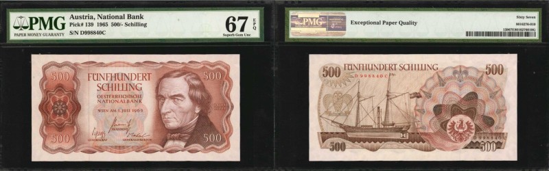 AUSTRIA. National Bank. 500 Schilling, 1965. P-139. PMG Superb Gem Uncirculated ...