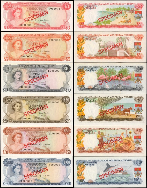 BAHAMAS. Bahamas Monetary Authority. 3 Dollars to 100 Dollars, 1968. P-28s to 33...