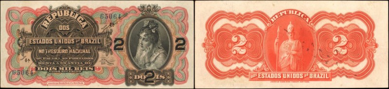 BRAZIL. Thesouro Nacional. 2 Mil Reis, 1918. P-13a. Extremely Fine.
Single larg...