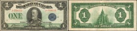CANADA. Dominion of Canada. 1 Dollar, 1923. DC-25h. Choice Fine.
King George V at center. Dark green "ONE" at left with dark blue seal at right. Intr...