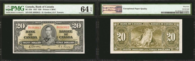 CANADA. Bank of Canada. 20 Dollars, 1937. BC-25b. PMG Choice Uncirculated 64 EPQ...