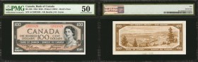 CANADA. Bank of Canada. 100 Dollars, 1954. BC-35b. PMG About Uncirculated 50.
A high denomination example of this popular Devils Face variety. Seen i...