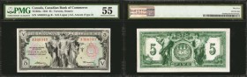 CANADA. Canadian Bank of Commerce. 5 Dollars, 1935. CH#75-18-04a. PMG About Uncirculated 55.
Agriculture, Mercury and Invention seen on the face of t...