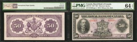 CANADA. Royal Bank of Canada. 50 Dollars, 1927. P-CH #630-14-16. PMG Choice Uncirculated 64 EPQ.
PMG's population report lists one note graded finer ...