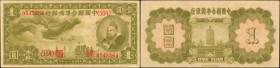 CHINA--PUPPET BANKS. Federal Reserve Bank of China. 1 Yuan, 1938. P-J61. About Uncirculated.
Just a pinhole to mention on this Japanese Puppet Bank n...