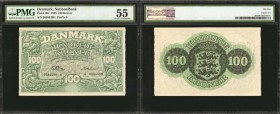 DENMARK. Nationalbank. 100 Kroner, 1958. P-39r. PMG About Uncirculated 55.
Prefix S. Dark green ink stands out on this 100 Kroner note.
Estimate: $1...