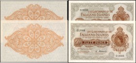 FALKLAND ISLANDS. Government of the Falkland Islands. 50 Pence, 1969 & 1974. P-10a & 10b. Uncirculated.
2 pieces in lot. Both of which are uncirculat...