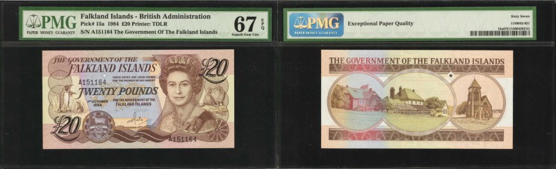 FALKLAND ISLANDS. British Administration. 20 Pounds, 1984. P-15a. PMG Superb Gem...