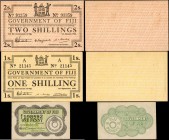 FIJI. Government of Fiji. 1 Penny, 1 Shilling & 2 Shilling, 1942. P-47a, 49a & 50a. Very Fine to About Uncirculated.
3 pieces in lot. Included are 1 ...