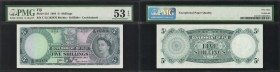 FIJI. Government of Fiji. 5 Shillings, 1964. P-51d. PMG About Uncirculated 53 EPQ.
Wide margins and bold colors stand out on this 5 Shillings note, w...