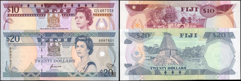FIJI. Central Monetary Authority of Fiji. 10 & 20 Dollars, ND (1986 & 1992). P-8...