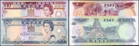 FIJI. Central Monetary Authority of Fiji. 10 & 20 Dollars, ND (1986 & 1992). P-84 & 95. Uncirculated.
2 pieces in lot. A duo of 10 and 20 Dollars not...
