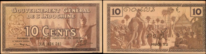 FRENCH INDO-CHINA. Gouvernement General de l'Indochine. 10 Cents, ND (1939). P-8...