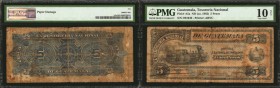 GUATEMALA. Tesoreria nacional. 5 Pesos, ND (ca. 1882). P-A5a. PMG Very Good 10 Net. Paper Damage.
An ultra rare issued 5 Pesos from the early Tesorer...