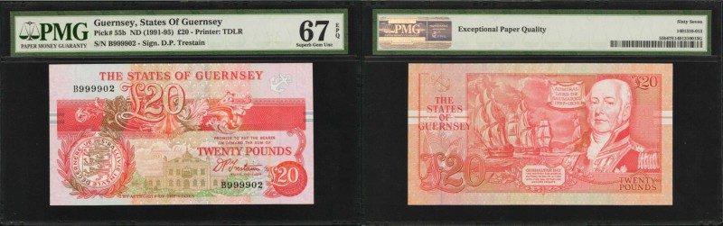 GUERNSEY. States of Guernsey. 20 Pounds, ND (1991-95). P-55b. PMG Superb Gem Unc...