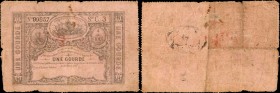 HAITI. Republique d'Haiti. 1 Gourde, 1827. P-41. Fine.
A Fine example of a Haitian 1 Gourde note. Seen with tape repairs, holes, and edge damage.
Es...