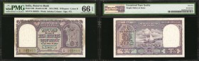 INDIA. Reserve Bank of India. 10 Rupees, ND (1962). P-40b. PMG Gem Uncirculated 66 EPQ.
Letter B. Watermark of Ashoka Column. Signature #75. PMG comm...
