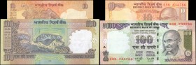 INDIA. Reserve Bank of India. 10 & 100 Rupees, 2008. P-95 & 98. About Uncirculated.
This duo of India notes both end in the holy number "786."
Estim...