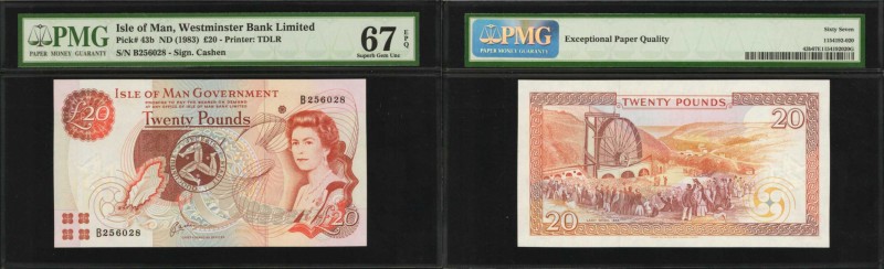 ISLE OF MAN. Westminster Bank Limited. 20 Pounds, ND (1983). P-43b. PMG Superb G...