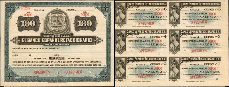 MEXICO. El Banco Espanol Refaccionario. 100 Pesos, 19xx. P-Unlisted. Specimen Bo...