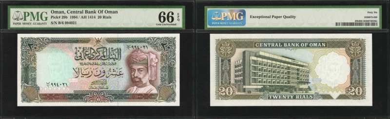 OMAN. Central Bank of Oman. 20 Rials, 1994. P-29b. PMG Gem Uncirculated 66 EPQ....