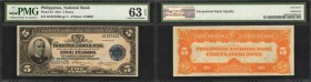 PHILIPPINES. National Bank. 5 Pesos, 1921. P-53. PMG Choice Uncirculated 63 EPQ.
McKinley at left, dark blue seal at right. Honey gold ink found on t...