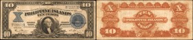 PHILIPPINES. Treasury of The Philippine Islands. 10 Pesos, 1924. P-71a. Fine.
A 10 Pesos note, bordering on a F/VF grade. Blue overprints still stand...