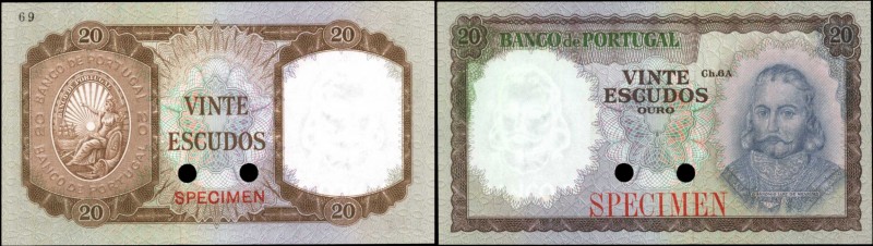 PORTUGAL. Banco de Portugal. 20 Escudos, 1960. P-163ct. Color Trial Specimen. Ab...