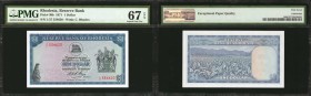 RHODESIA. Reserve Bank of Rhodesia. 1 Dollar, 1971. P-30b. PMG Superb Gem Uncirculated 67 EPQ.
Watermark of C. Rhodes at left. Dark blue border desig...