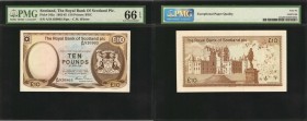 SCOTLAND. Royal Bank of Scotland plc.. 10 Pounds, 1982-85. P-343a. PMG Gem Uncirculated 66 EPQ.
Printed by BWC. Signature of C.M. Winter. A detailed ...
