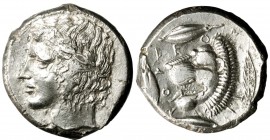Sicily, Leontinoi. Ca. 430-425 B.C. AR tetradrachm. NGC certified Ch XF.