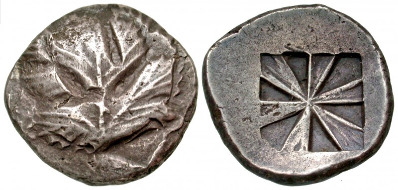 Sicily, Selinos. Ca. 540/530-510 B.C. AR didrachm (22.2 mm, 8.82 g). Selinon lea...