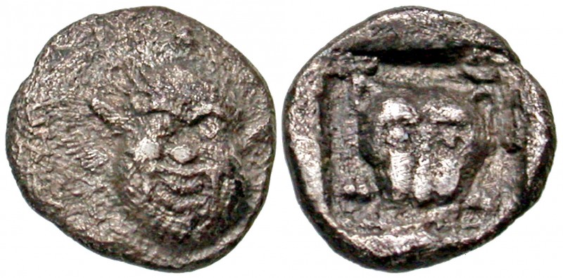 Lesbos, Methymna. Ca. 500/480-460 B.C. AR obol (8 mm, 0.47 g, 11 h). Facing head...