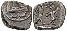 Phoenicia, Sidon. struck under King Abdﾒeshmun. Ca. 425-402 B.C. AR half-shekel. Rare.